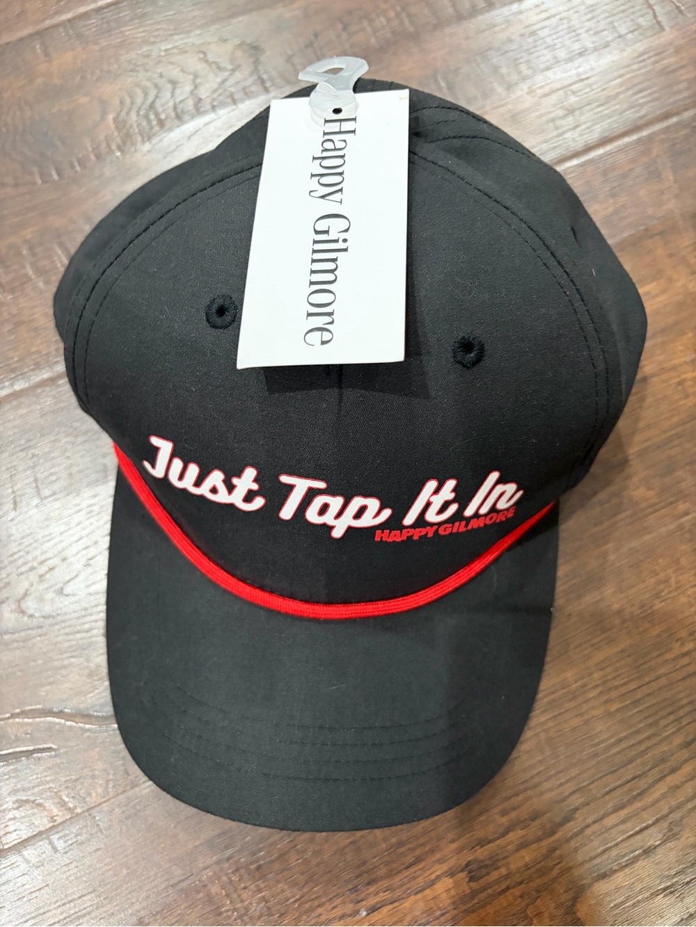 Happy Gilmore NWT "Just Tap It In" Golf Rope Hat Universal Black Snapback OSFM